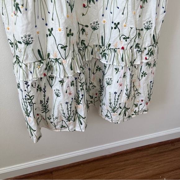 Meadows Bloom English Stem Floral Embroidered Maxi Cottagecore Dress - Picture 6 of 9